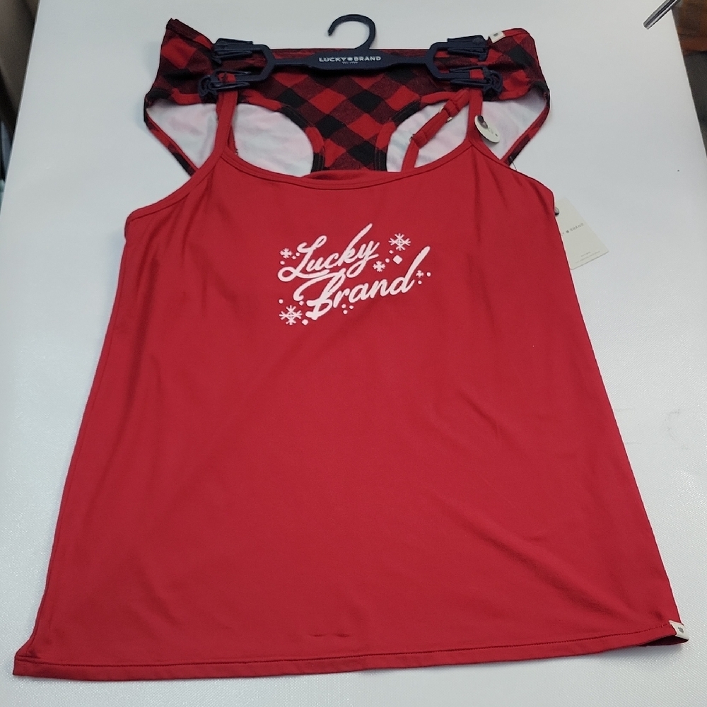 Lucky Brand Red Sleeveless Top With Bottom Set.